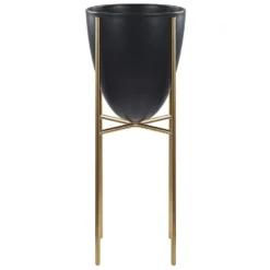 Beliani Plantenbak Voor Buiten LEFKI - Zwart Ijzer