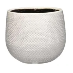 Mica Decorations Plantenpot - Wit - Motief - Keramiek - 16 X 14 Cm