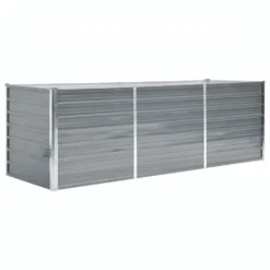 VidaXL Plantenbak Verhoogd 240x80x77 Cm Gegalvaniseerd Staal Grijs