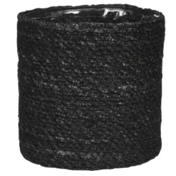 Mica Decorations Bloempot - Rotan - Zwart - Jute - 16 X 16 Cm