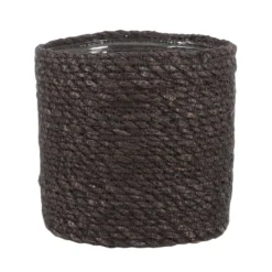 Mica Decorations Plantenmand - Grijs - Rotan - 16 X 16 Cm