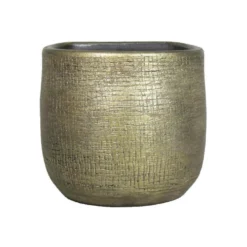 Hangende Bloempot/plantenpot Van Keramiek In Het Industrieel Goud D18 En H16 Cm