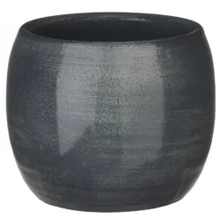 Mica Decorations Bloempot - Donkerblauw - Keramiek - 14 X 12 Cm