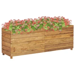 VidaXL Plantenbak Verhoogd 150x40x55 Cm Gerecycled Teakhout En Staal