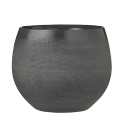 Mica Decorations Bloempot - Zwart Met Relief - Keramiek - 18 X 15 Cm