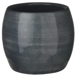 Mica Decorations Bloempot - Donkerblauw - Keramiek - 16 X 14 Cm