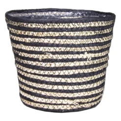 Bela Arte Plantenpot - Rotan - Naturel En Zwart - 22 X 20 Cm