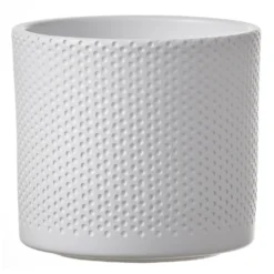 Mica Decorations Plantenpot - Wit - Relief - Keramiek - 13 X 12 Cm