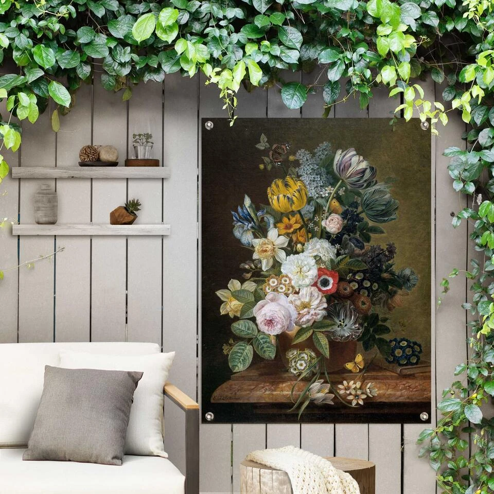 Tuinposter Eelkema Stilleven Met Bloemen 80x60 Cm Groen - Afbeelding 2