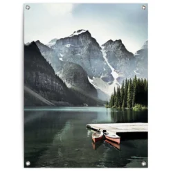 Tuinposter Lake Moraine 80x60 Cm Groen
