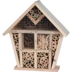 Merkloos Insectenhotel - Naturel - Hout - Bijenhuis - 30 Cm