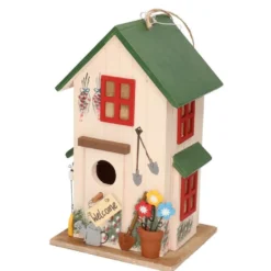 Boltze Vogelhuisje - Wit Met Groen - Huis - 26 Cm