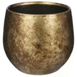 Mica Decorations - Plantenpot-bloempot - Terracotta - Goud - D19 En H17 Cm