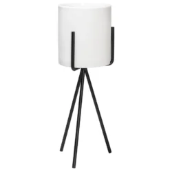 QUVIO Bloempot Op Metalen Standaard - Wit