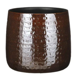 Mica Decorations Plantenpot/bloempot - Keramiek Donkerbruin - D24/H21 Cm