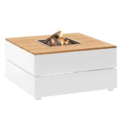 Cosipure Vuurtafel 100x100 Wit Teak