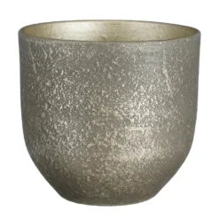 Mica Decorations Plantenpot - Terracotta - Zwart/goud - D24/H22 Cm