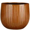 Mica Decorations Plantenpot - Keramiek - Okergeel Ribbel - D29-H25 Cm