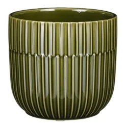 Mica Decorations Plantenpot - Keramiek Glans Donkergroen - D12/H11 Cm