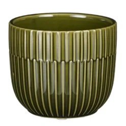Mica Decorations Plantenpot - Keramiek Glans Donkergroen - D11/H9 Cm