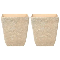 Beliani Plantenbak Voor Buiten DELOS - Beige Stenenmix