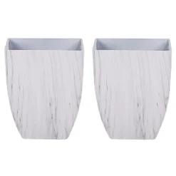 Beliani Plantenbak Voor Buiten MIRO - Wit Stenenmix