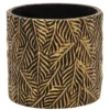 Mega Collections Plantenpot - Keramiek - Antraciet/goud - D18 Cm