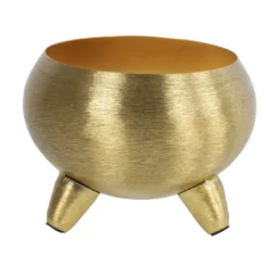 Countryfield Bloemen/plantenpot Vegas - Metaal/nikkel - Goud - D12 X H9 Cm