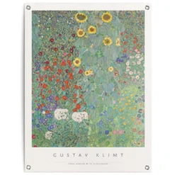 Tuinposter Gustav Klimt - Zonnebloemen 80x60 Cm Groen