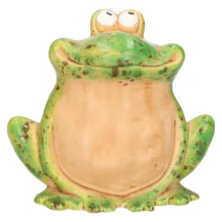 Merkloos Tuinbeeld Kikker Zittend - Kunststeen - H17 Cm - Groen