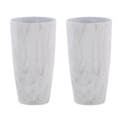 Beliani Plantenbak Voor Buiten LIMENARI - Wit Stenenmix