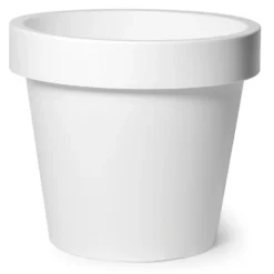 Mega Collections Plantenpot/bloempot - Kunststof - Wit - D35 Cm