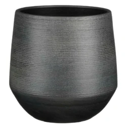 Mica Decorations Plantenpot - Zwart Relief - Terracotta - D24xH23 Cm