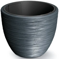 Prosperplast Plantenpot Furu Stripes - Kunststof - Antraciet - D40 Cm