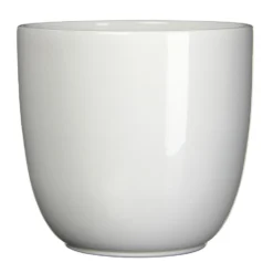 Mica Decorations Bloempot - Wit - Keramiek - Glanzend - 25 X 23 Cm