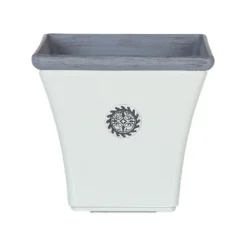 Beliani Plantenbak Voor Buiten ELATEIA - Wit Stenenmix, Polyresin