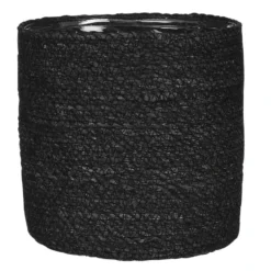 Mica Decorations Bloempot - Rotan - Zwart - Jute - 20 X 20 Cm
