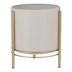 Mica Decorations Sverre Bloempot Op Standaard Wit, Goud