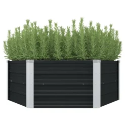 VidaXL Plantenbak Verhoogd 129x129x45 Cm Gegalvaniseerd Staal Antraciet