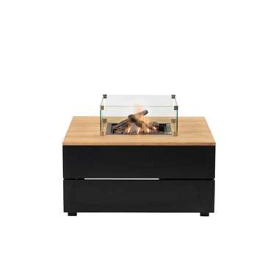 Cosi Fires Cosipure Lounge Vuurtafel 100 Cm Zwart - Teak Top - Afbeelding 2