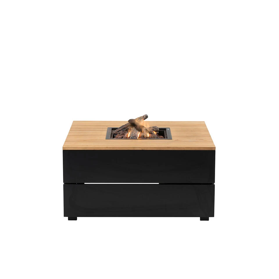 Cosi Fires Cosipure Lounge Vuurtafel 100 Cm Zwart - Teak Top - Afbeelding 4