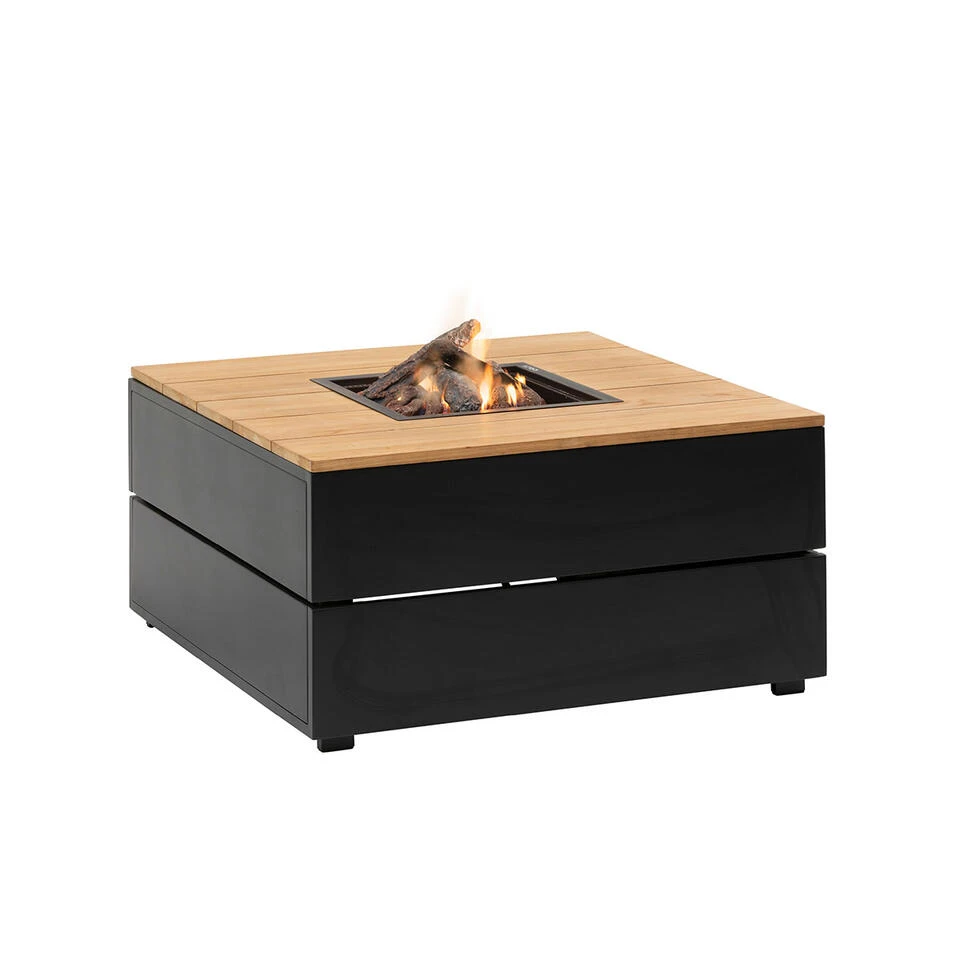 Cosi Fires Cosipure Lounge Vuurtafel 100 Cm Zwart - Teak Top