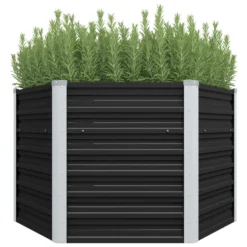 VidaXL Plantenbak Verhoogd 129x129x77cm Gegalvaniseerd Staal Antraciet