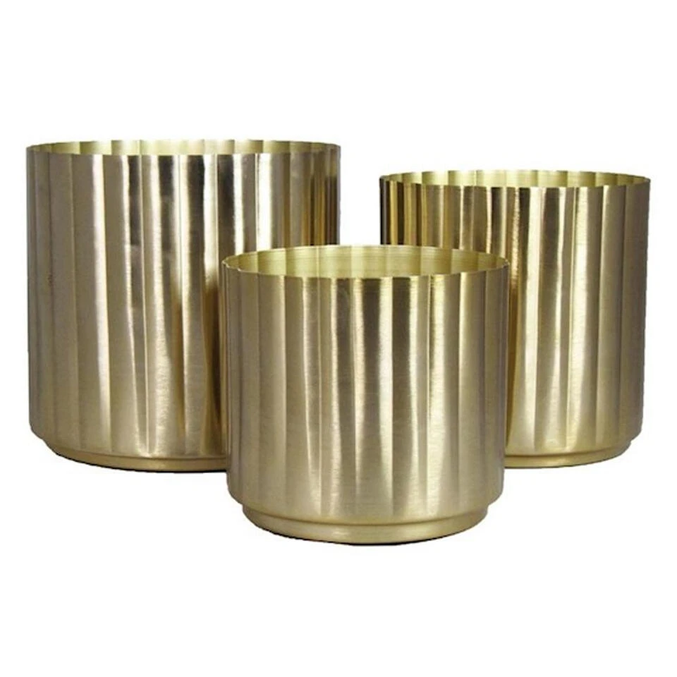 Floran Plantenpot Volos - Goudkleurig - Metaal - D20 X H20 Cm - Afbeelding 2